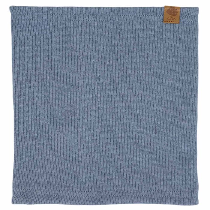 Cache Cou - Calikids en maille légère bleu doux, double épaisseur, pour enfant, vue de face, détail tissu côtelé