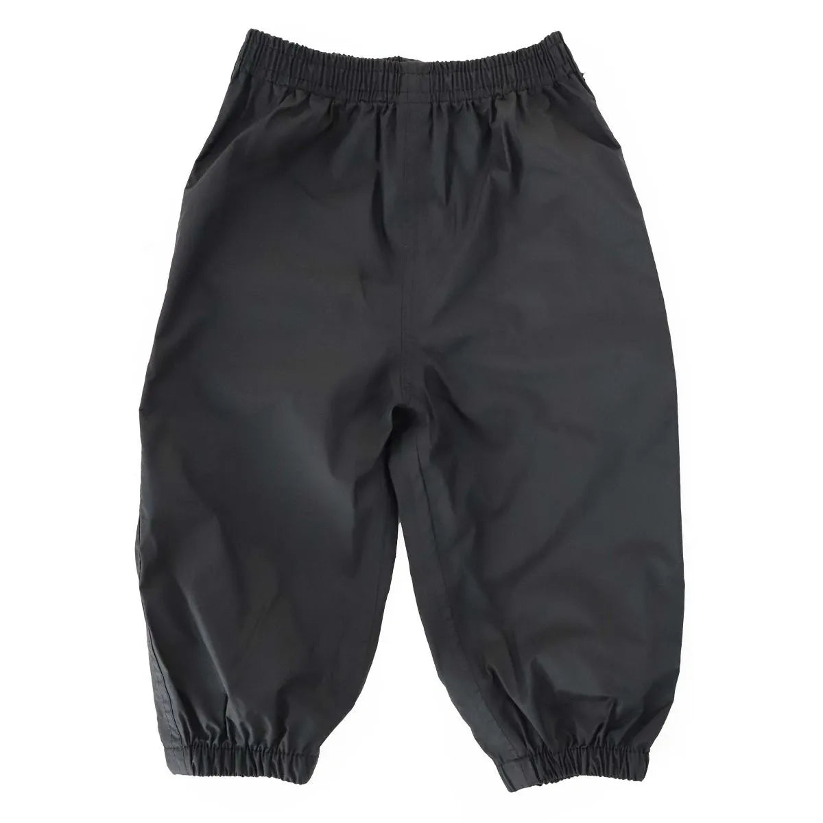 Pantalon de pluie - Calikids noir imperméable en nylon avec taille et chevilles élastiquées, pour enfant, vue de face