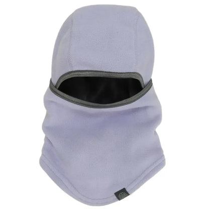 Cagoule - Calikids en polaire lavande avec bordure grise, pour enfant, vue de face.