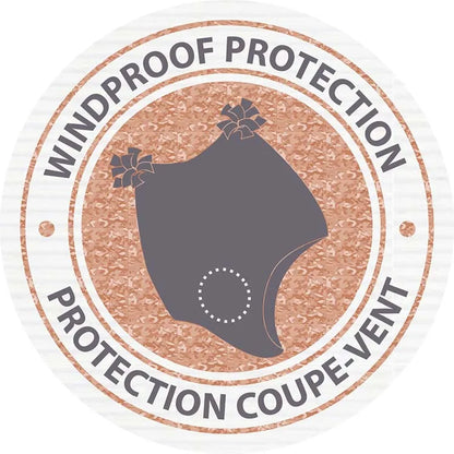 Tuque d'hiver - Calikids coupe-vent grise doublée polaire avec pompons, pour enfant, illustration technique circulaire.