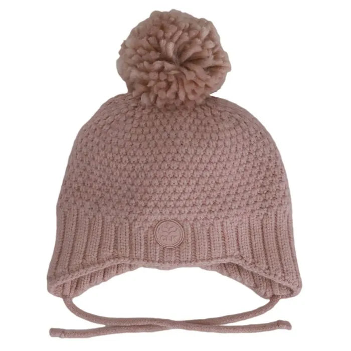 Tuque d'hiver - Calikids en tricot rose poudré avec pompon et doublure polaire, pour enfant, vue de face