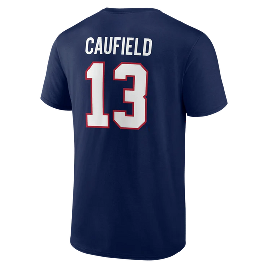 T-Shirt Enfant - Caufield bleu marine en polyester avec nom et numéro blanc rouge, pour garçon, vue de dos
