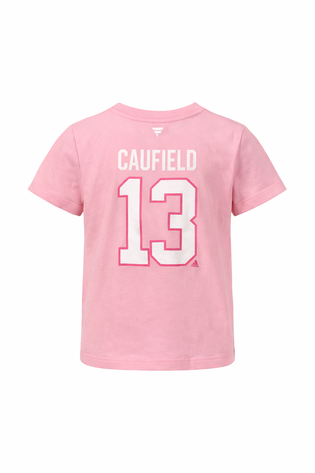 T-Shirt Rose - Caufield rose clair en coton, imprimé blanc et rose, pour enfant, vue de dos.