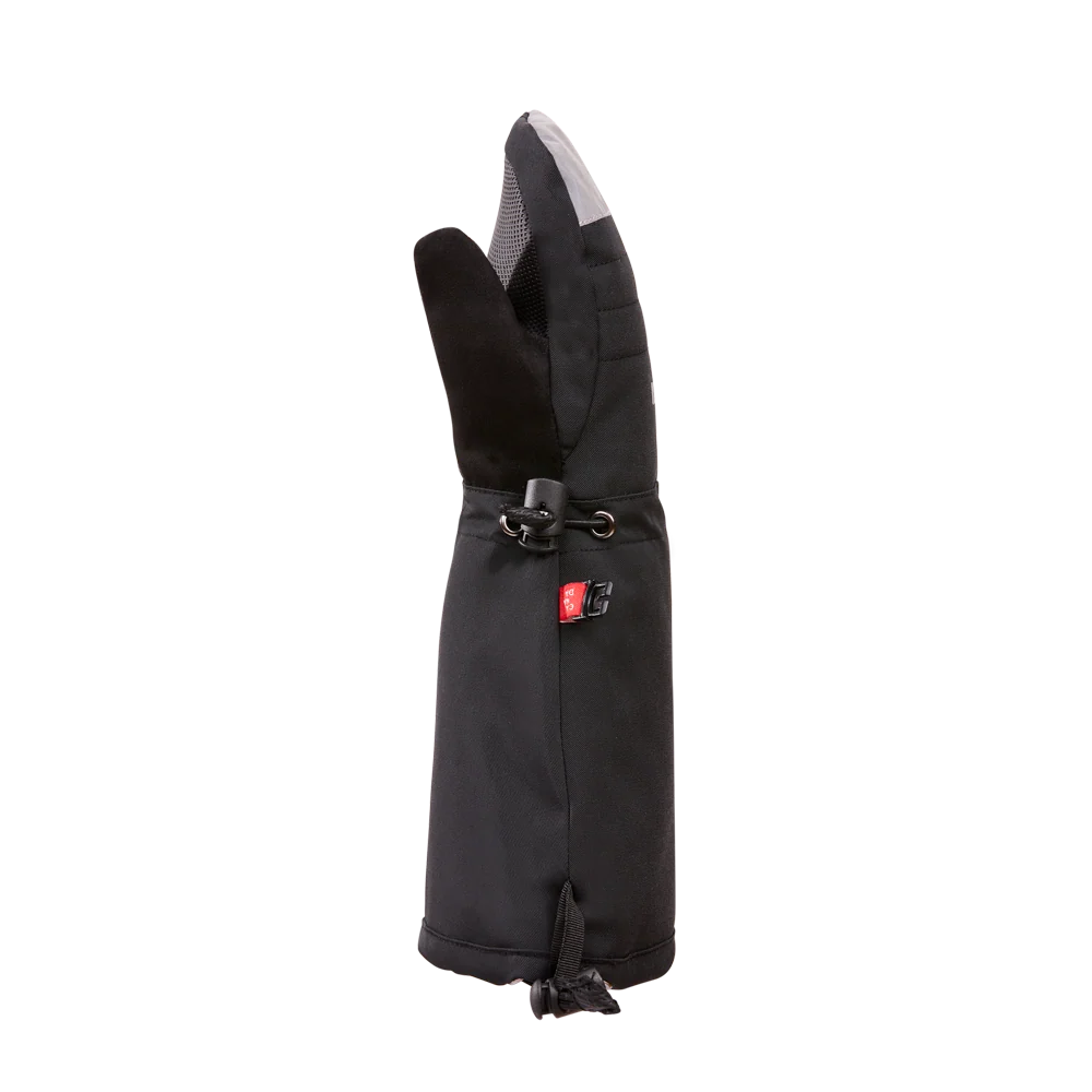 Mitaines d'hiver Buddy - Kombi noires avec insert gris clair, style long en tissu technique, vue de profil.