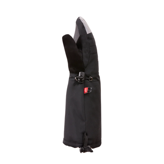 Mitaines d'hiver Buddy - Kombi noires avec insert gris clair, style long en tissu technique, vue de profil.