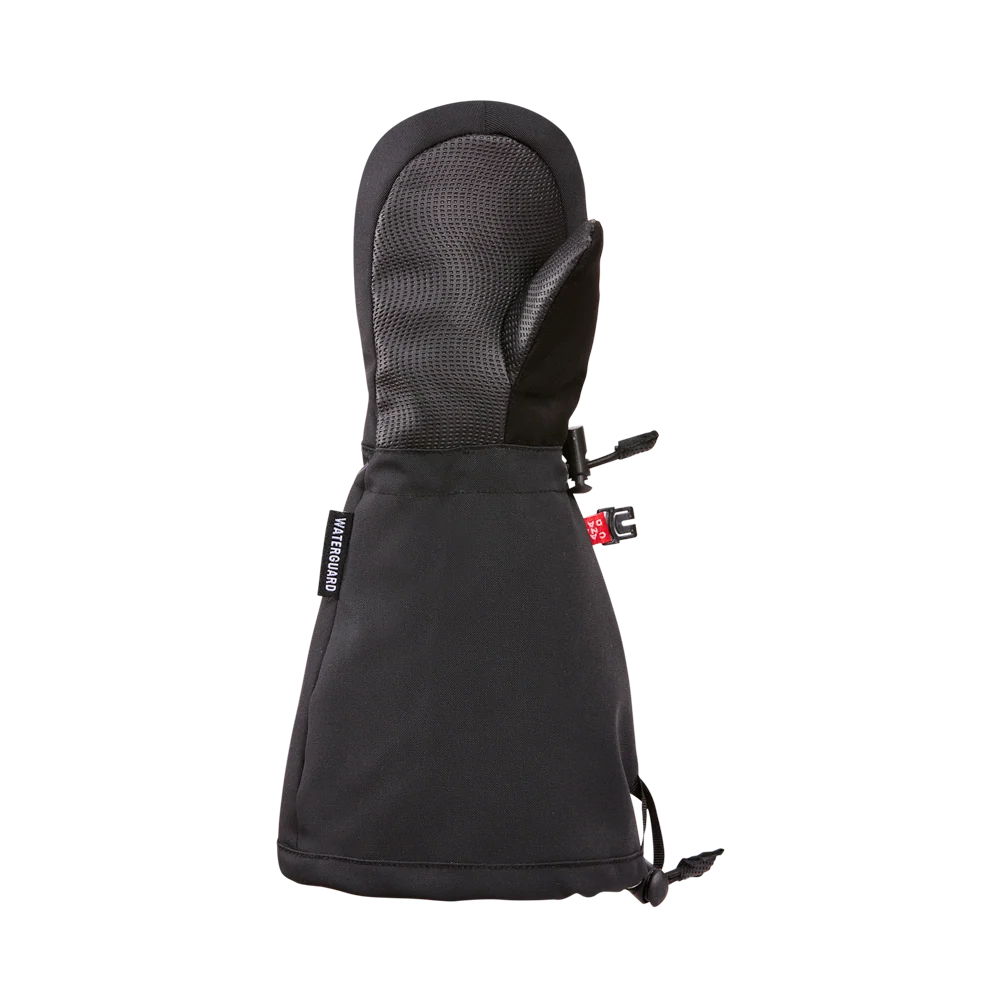 Mitaines d'hiver Buddy - Kombi noires avec paume antidérapante, matériau imperméable, style long, vues de face, pour enfant.