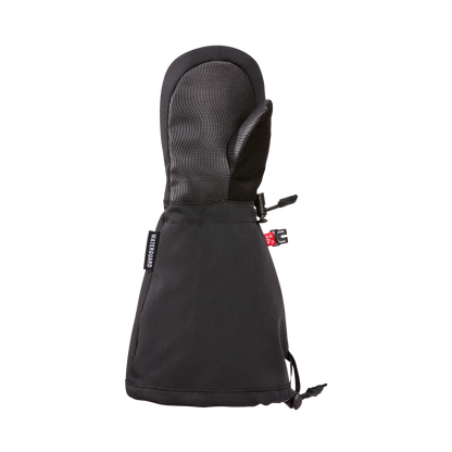 Mitaines d'hiver Buddy - Kombi noires avec paume antidérapante, matériau imperméable, style long, vues de face, pour enfant.