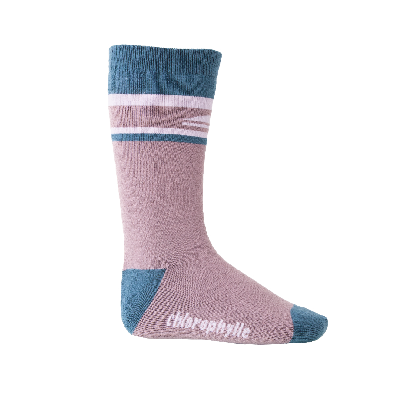 Bas Thermal - Chlorophylle violet et bleu avec renforcement talon et pointe, chaussette molletonnée, vue de profil droit