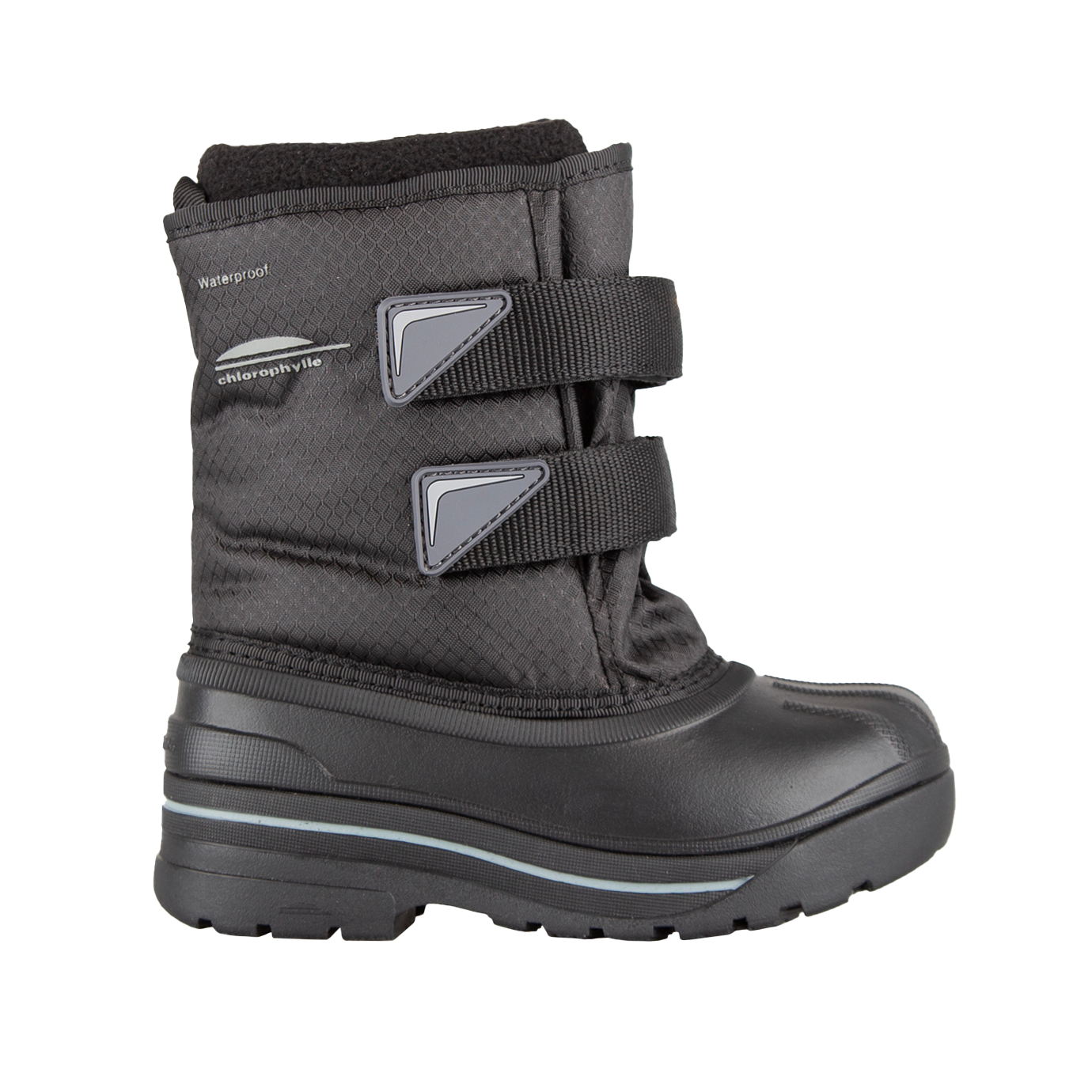Bottes d'hiver - Chlorophylle noires en textile ripstop et caoutchouc, pour enfant, vue de profil droit