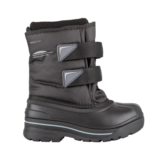 Bottes d'hiver - Chlorophylle noires en textile ripstop et caoutchouc, pour enfant, vue de profil droit