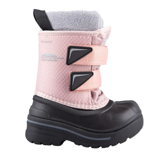 Bottes d'hiver - Chlorophylle rose clair et noir, textile ripstop et caoutchouc, fermeture velcro double, vue de profil gauche enfant