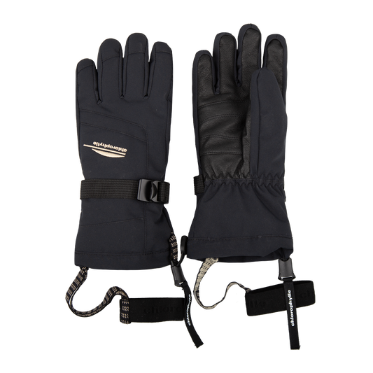 Gants d'hiver - Chlorophylle noirs en tissu Oxford avec paume renforcée simili cuir, pour enfant, vue de face et dos.