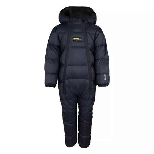 Habit de neige 1 pièce - Chlorophylle bleu marine matelassé avec capuchon doublé sherpa, pour enfant, vue de face.