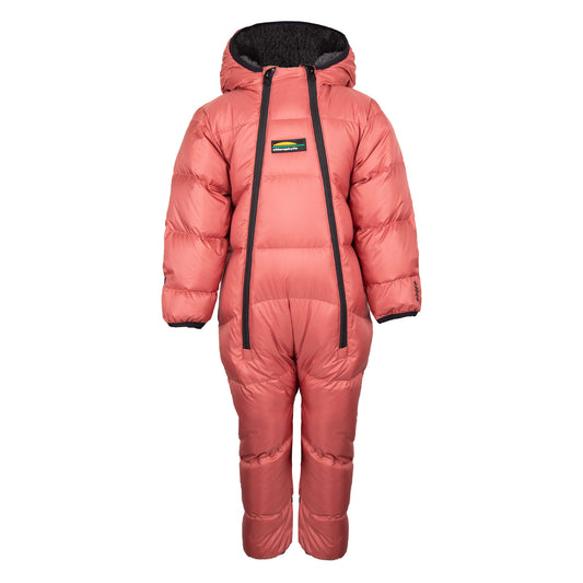 Habit de neige 1 pièce - Chlorophylle corail avec capuchon doublé sherpa, fermeture éclair double, pour fille, vue de face