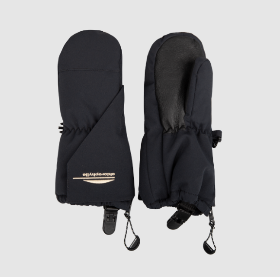 Mitaines d'hiver - Chlorophylle noires avec ouverture latérale zippée, paume renforcée, pour enfant, vue de dessus