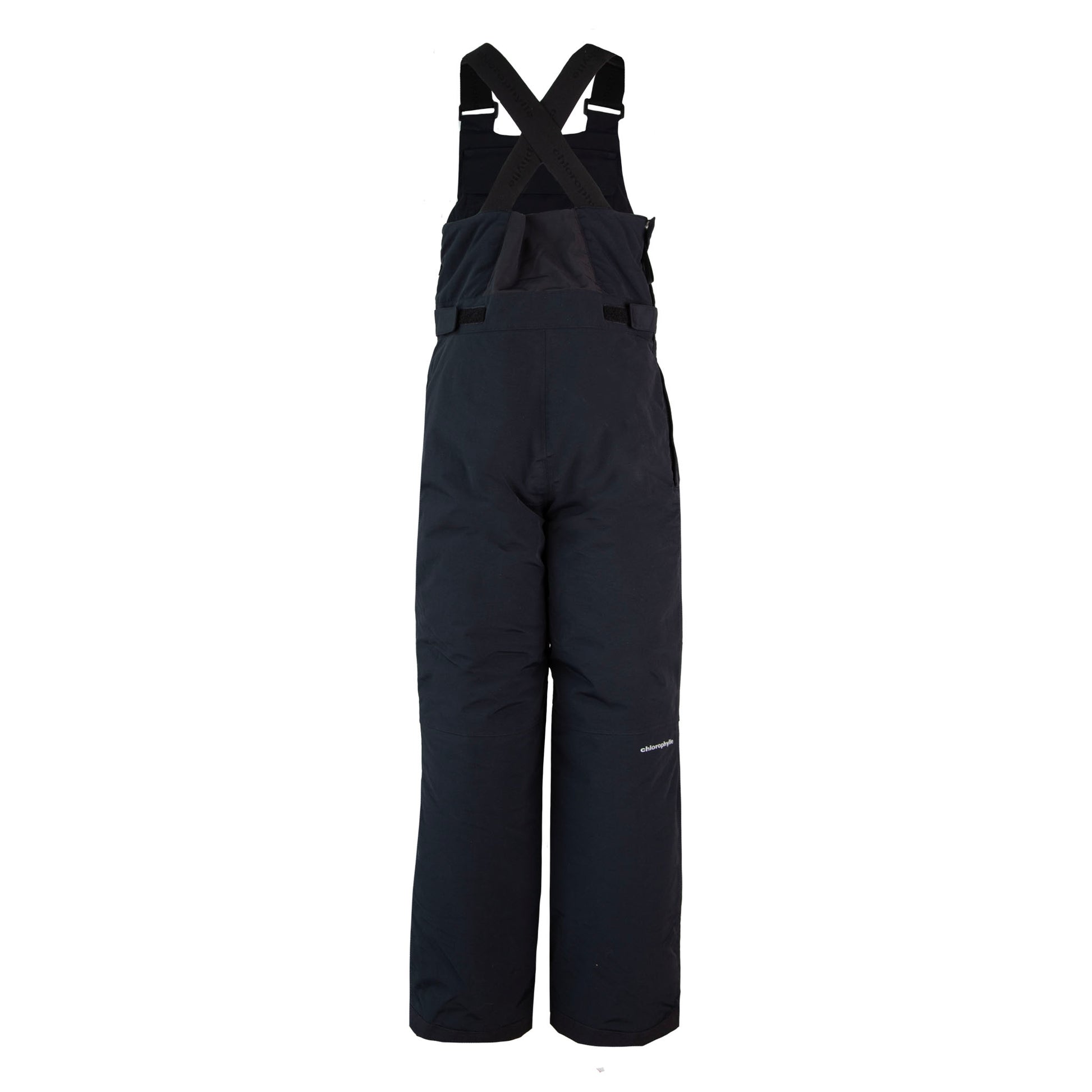 Salopette de neige - Chlorophylle noire en nylon avec bretelles élastiques, isolant polyester, vue de dos enfant