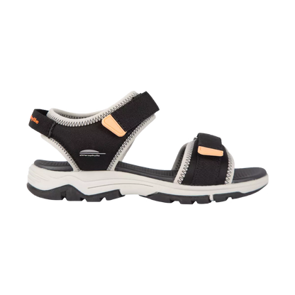 Sandales - Chlorophylle noires et blanches avec sangles ajustables, matière textile recyclée, vue de profil, pour fille.