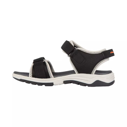 Sandales - Chlorophylle noires et blanches pour fille, style sport avec sangles ajustables, vue de côté sur fond blanc.