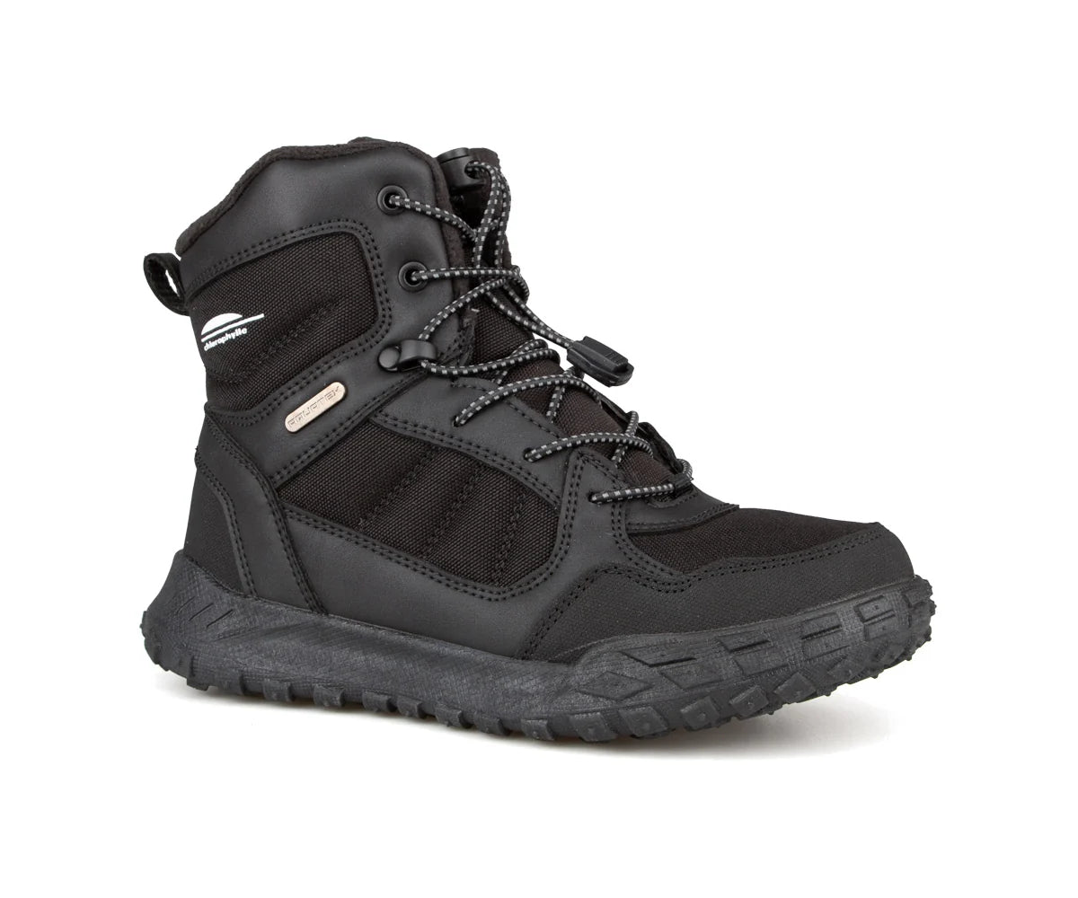Bottes d'hiver Nordalys - Cholorophylle noires à lacets avec semelle crantée robuste et doublure chaude visible de profil