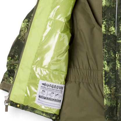 Habit de neige - Columbia vert camouflage détail intérieur doublure thermique Omni Heat™, vue gros plan intérieur ouvert