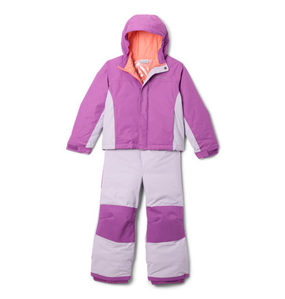 Habit de neige Buga™ III Set - Columbia pour fille, veste et pantalon violet clair et mauve, doublure orangée, vue de face.