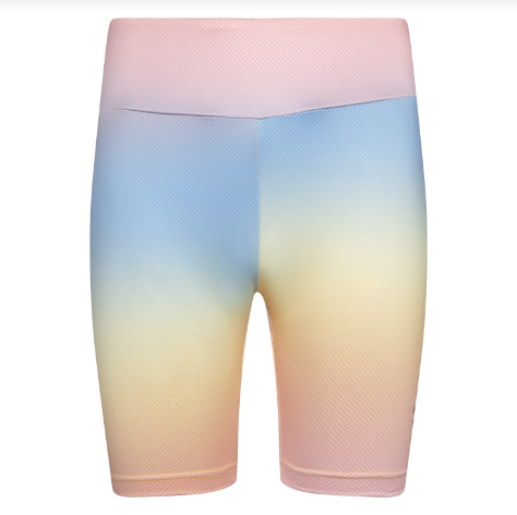 Biker Short - Converse dégradé rose, bleu et jaune, tissu mesh, pour fille, vue de face.