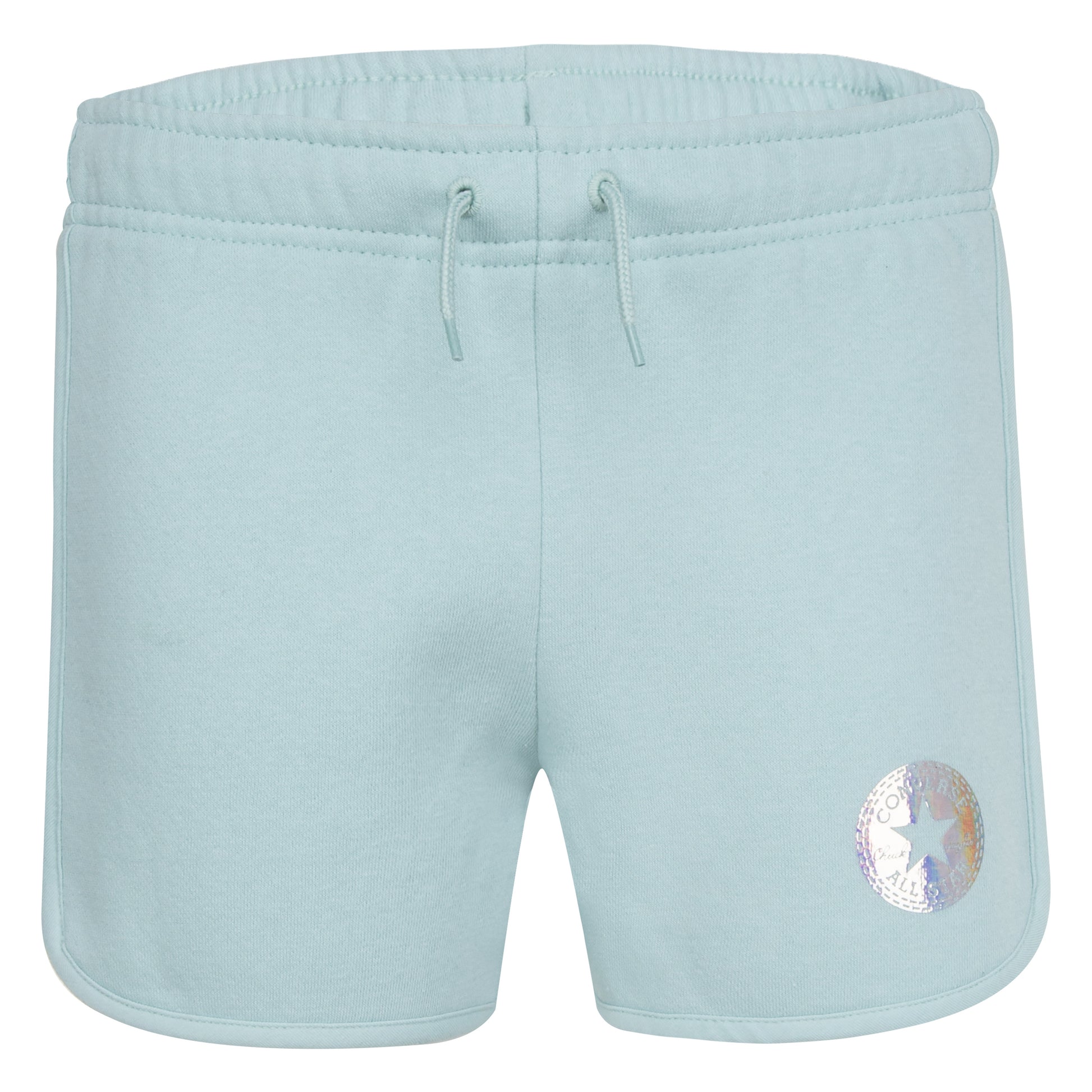 Short - Converse bleu clair en molleton doux avec ceinture élastique et logo métallique, pour fille, vue de face