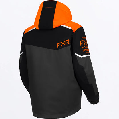 Manteau d'hiver Helium - FXR noir et orange à capuche avec détails graphiques FXR vue de dos