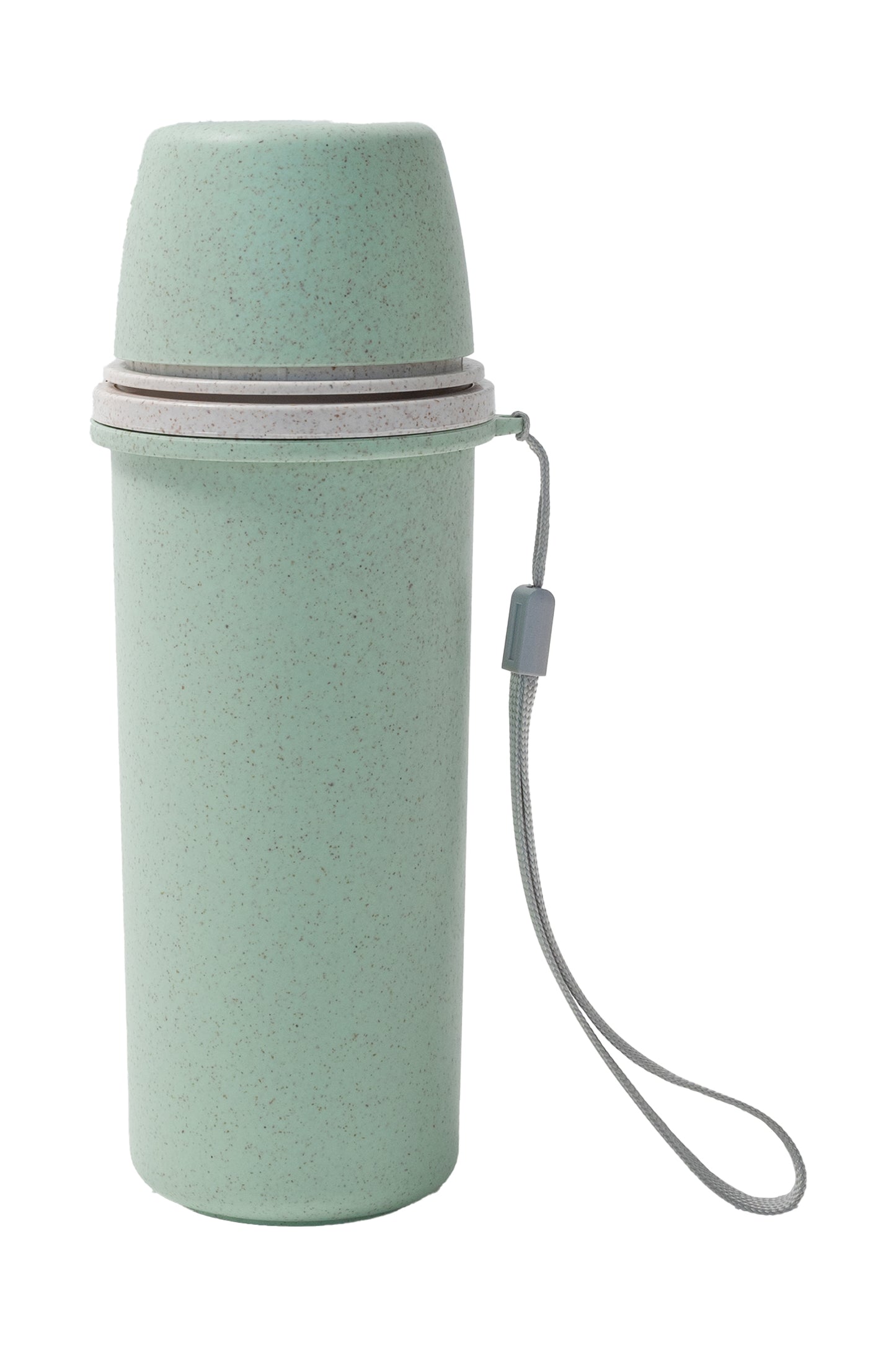 Bouteille D'eau - Day In Day Out verte en matériau blé avec bouchon et sangle, vue de face