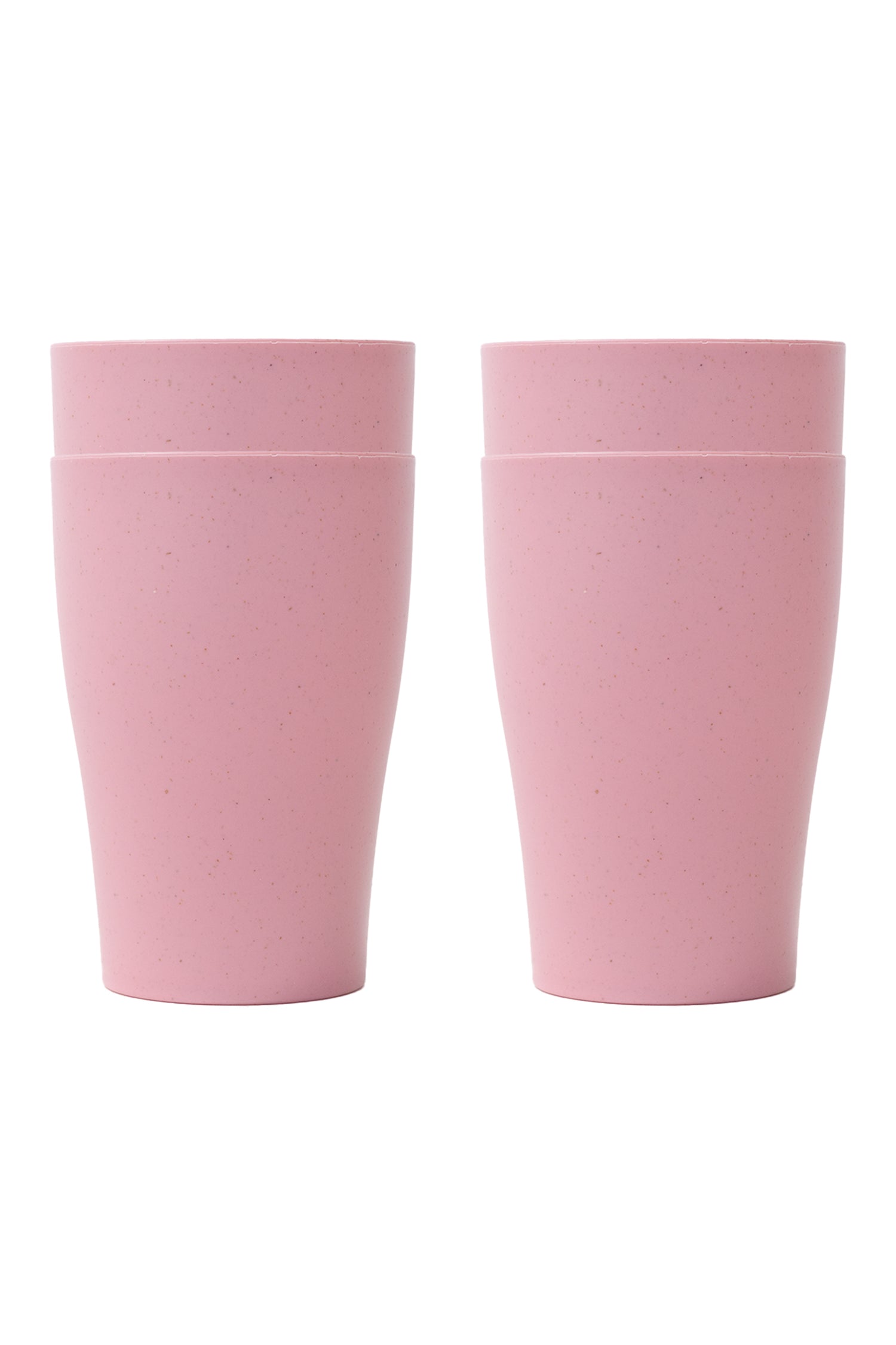 4 Verres - Day In Day Out roses en matériau écologique à base de blé, design épuré, vue de face, lot de 4.