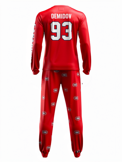 Demidov Canadiens hockey pyjama featuring #93 design, showcasing the back view with vibrant team colors.