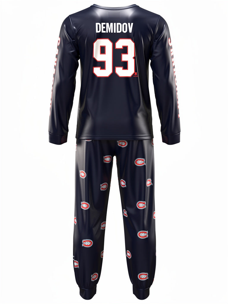 Demidov Canadiens hockey pyjama featuring player #93, showcasing team colors and logo on soft fabric.