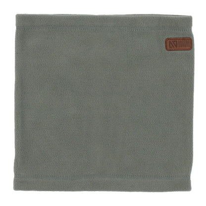 Cache-cou en polar - Nanö gris vert en micropolaire douce avec écusson cuir, coupe classique, vue de face