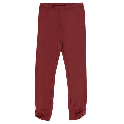 Legging - Nanö bordeaux uni en coton, style simple et ajusté, pour enfant, vue de face sur fond blanc.