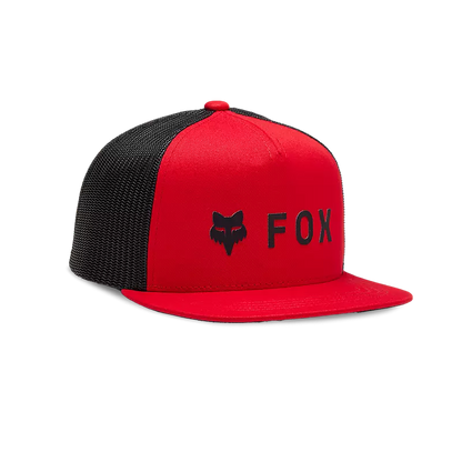 Casquette - Fox rouge et noire avec logo fox brodé 3D et fermeture snapback réglable, pour garçon, vue de profil côté gauche.