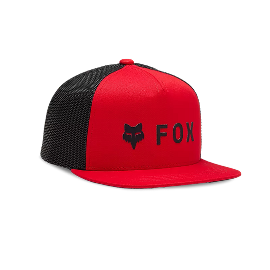 Casquette - Fox rouge et noire avec logo fox brodé 3D et fermeture snapback réglable, pour garçon, vue de profil côté gauche.