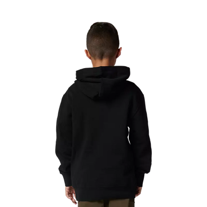 Hoodie - Fox noir en molleton coton-polyester pour garçon, vue de dos avec capuche portée sur mannequin.