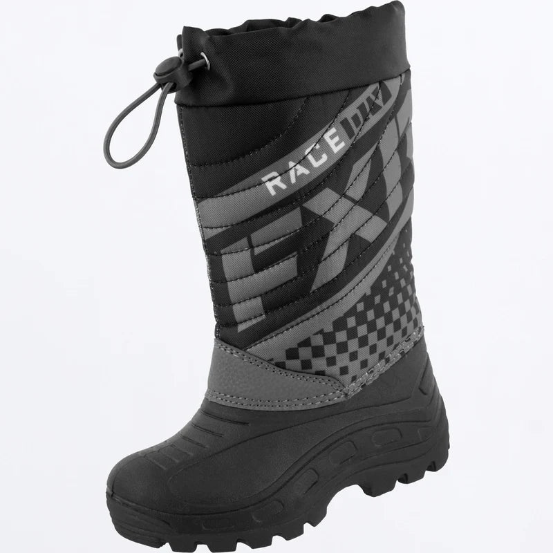 Bottes d'hiver - FXR noires et gris foncé, nylon résistant, doublure amovible, pour enfant, vue de profil droit
