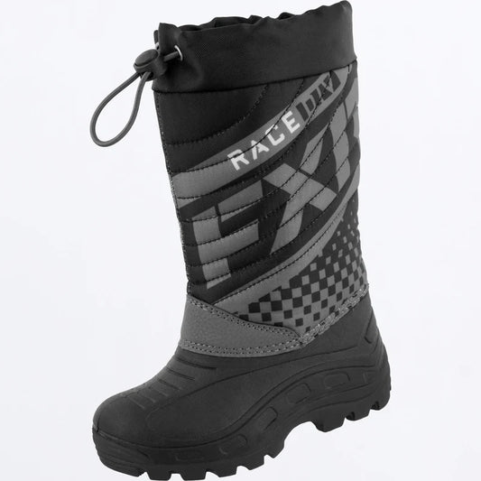 Bottes d'hiver - FXR noires et gris foncé, nylon résistant, doublure amovible, pour enfant, vue de profil droit