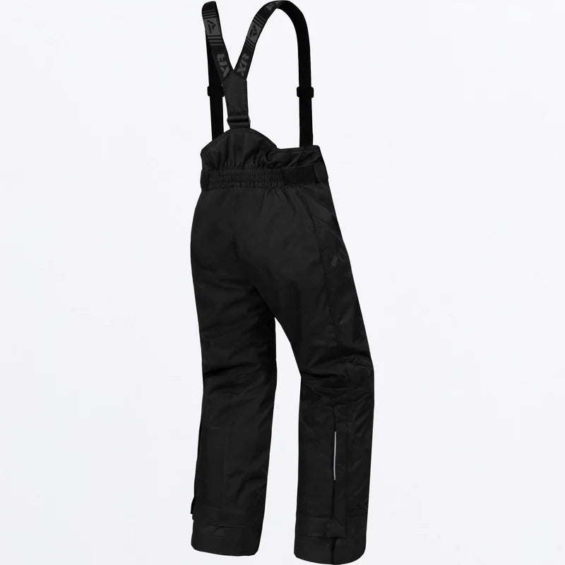 Salopette de neige Excursion Ice Pro - FXR noire en nylon polyester avec bretelles réglables, vue de dos enfant.