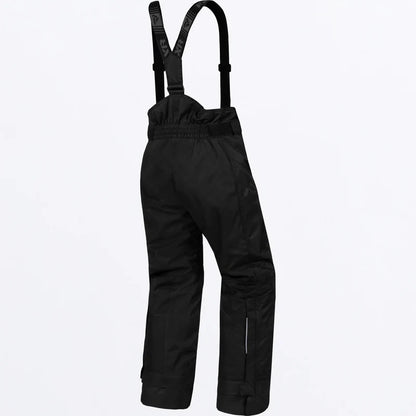 Salopette de neige Excursion Ice Pro - FXR noire en nylon polyester avec bretelles réglables, vue de dos enfant.