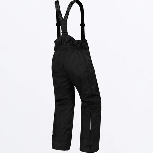 Salopette de neige Excursion Ice Pro - FXR noire en nylon polyester avec bretelles réglables, vue de dos enfant.