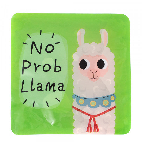 Blocs réfrigérants - Geo Lama Vert avec illustration lama blanc et collier bleu, vert lumineux, vue de face, pour enfant
