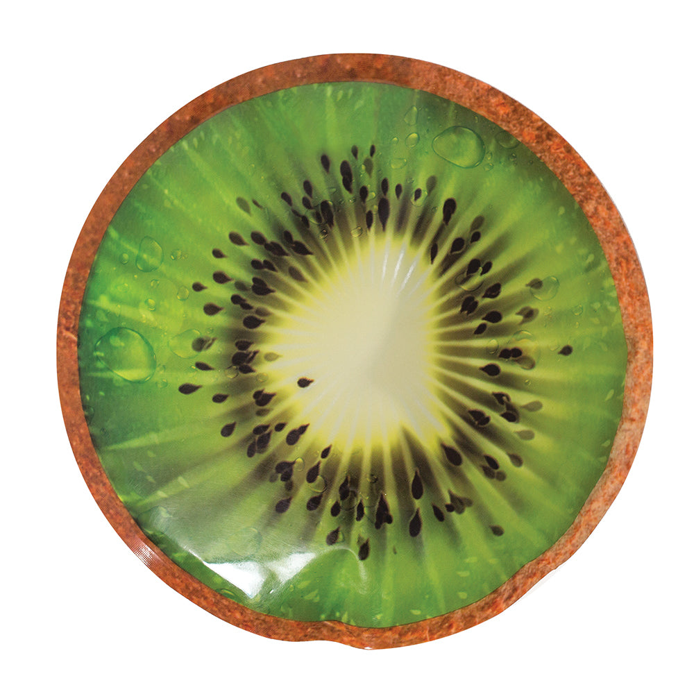 Blocs réfrigérants - Geo Kiwi rond à motif de tranche de kiwi vert et brun, dimension 15 cm, vue de dessus