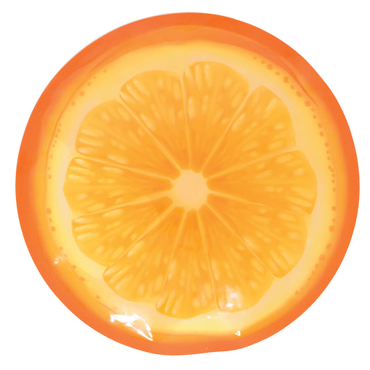 Blocs réfrigérants - Geo Orange rond orange claire et foncée avec motif tranche de fruit, vue de dessus, paquet de 2