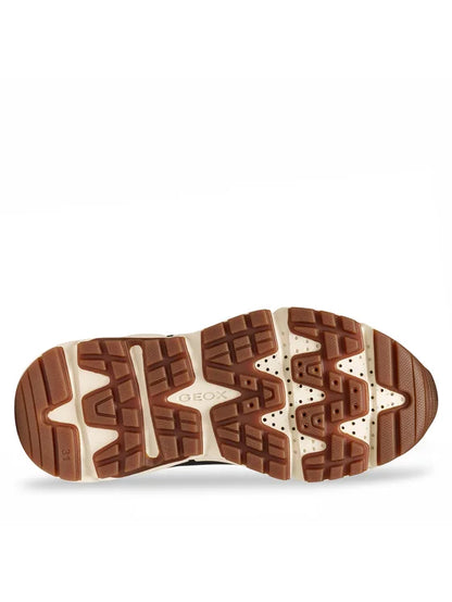 Botillons Mi-Saison - Geox semelle caoutchouc brun et beige avec détails d'adhérence, vue de dessous pour enfant.