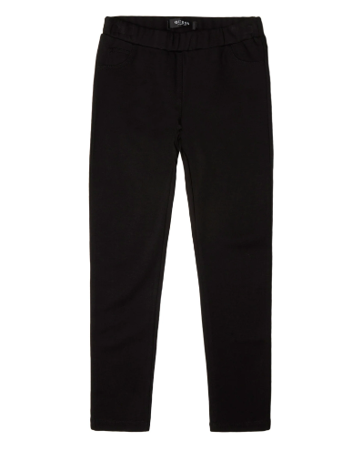 Jegging - Guess noir en tissu extensible, taille élastique, style slim pour fille, vue de face.