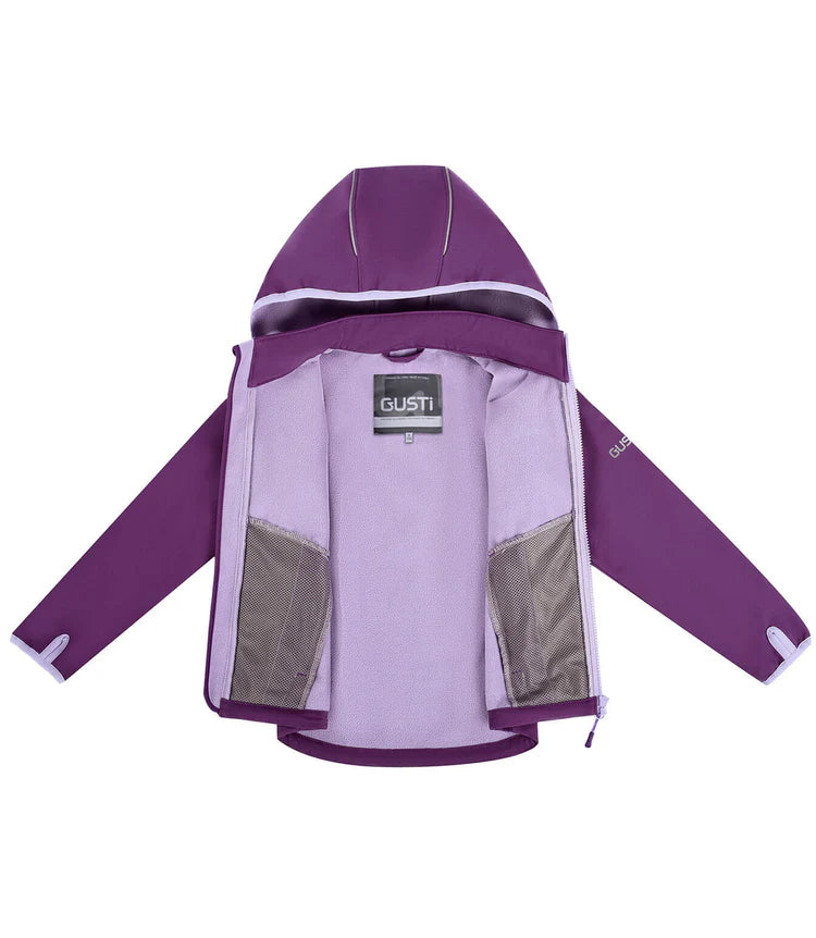 Manteau Mi-Saison - Gusti violet et lavande en polaire pour fille, manches longues avec capuche, vue intérieure ouverte