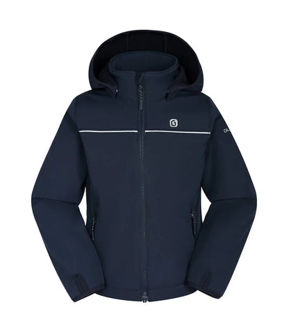 Manteau Mi-Saison - Gusti bleu marine en tissu softshell avec capuche, fermeture zippée, pour garçon, vue de face
