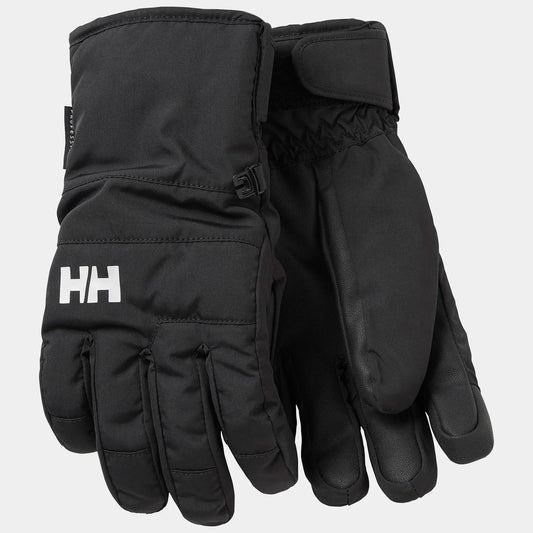 Gants d'hiver - Helly Hansen noirs imperméables avec doublure polaire, style enfant, vue de face et dos.